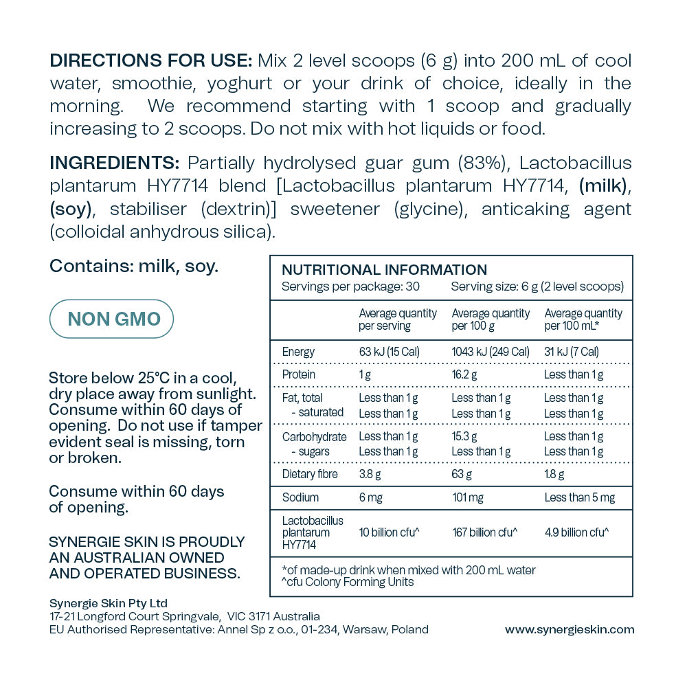 Nutrition panel for DermaGut+