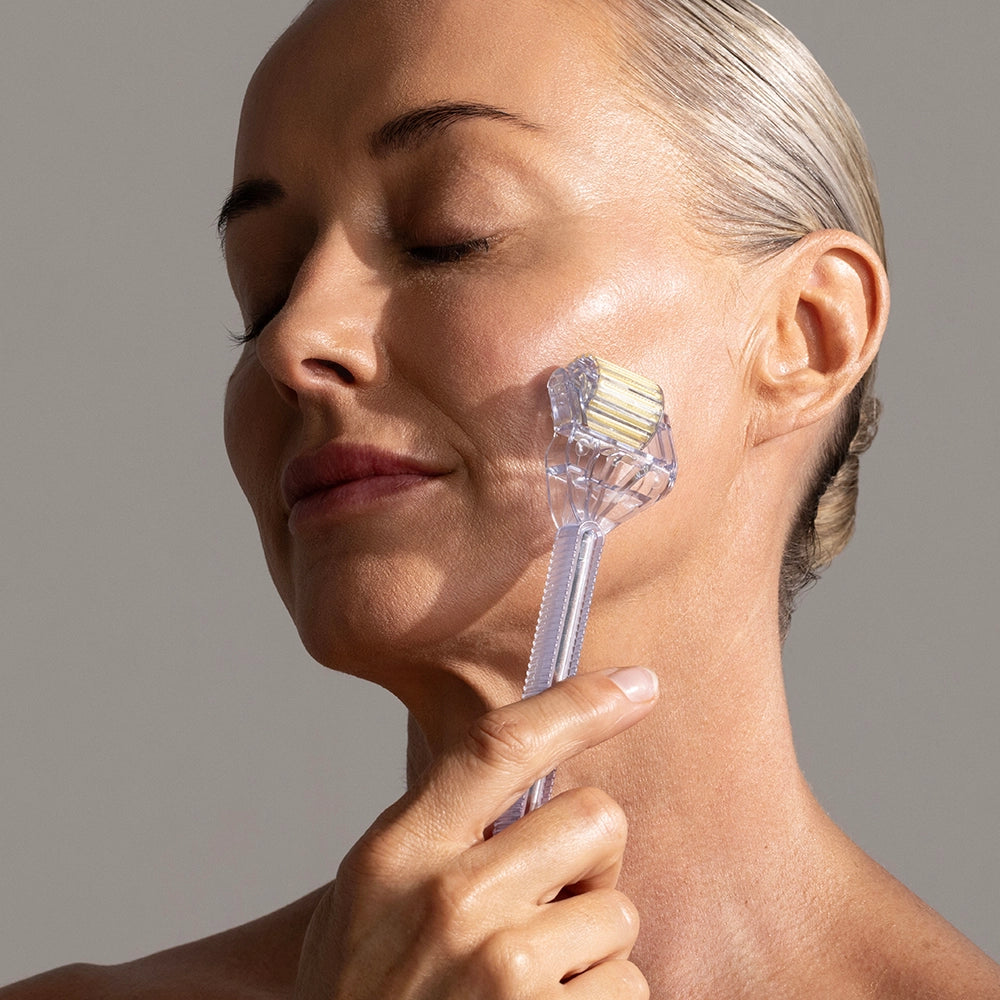 Model using Home Roller on her face