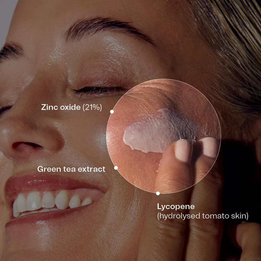 Model applying UberZinc to their face